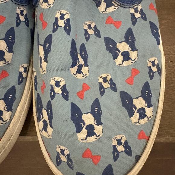 Bucketfeet Shoes Mens Size 8 The Perfect Gentleman Boston Terrier Slip On Canvas - Picture 2 of 10